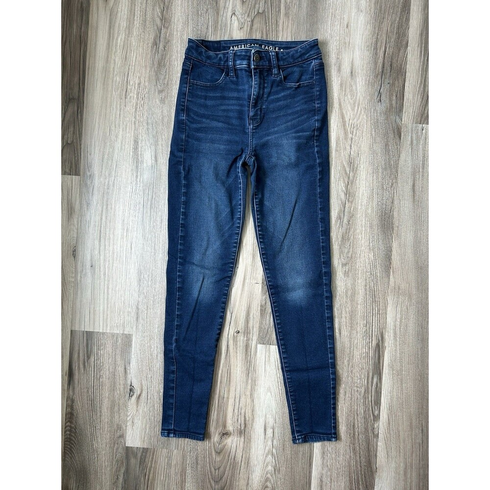 American Eagle Women's Dark Wash High Rise Super Stretch Skinny Jeans Size 0